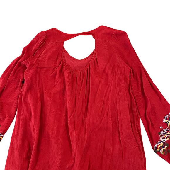 Altar'd State Burnt Red/Rust W/Colorful Embroidered Sleeves Boho Dress - SIZE M - Picture 5 of 8